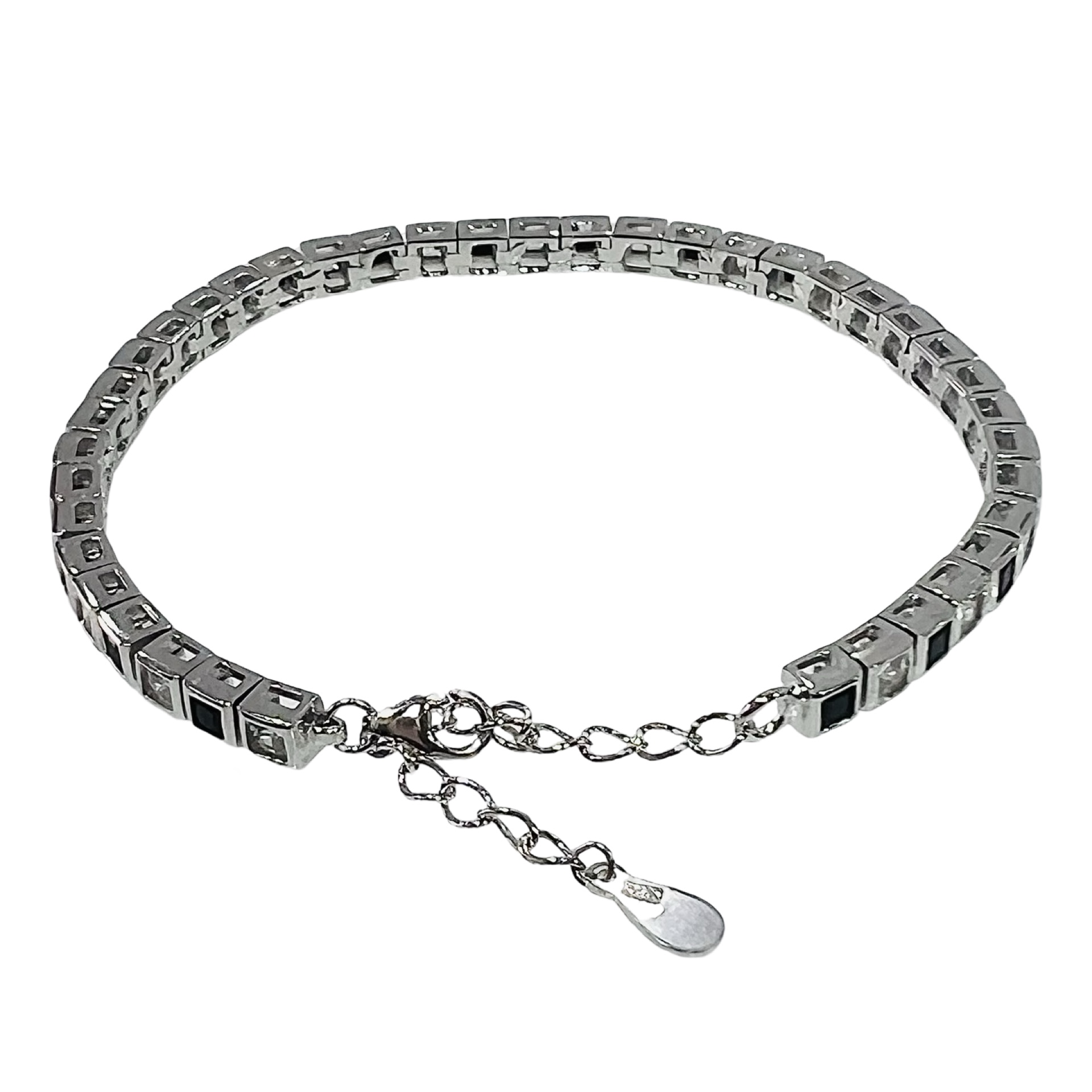 LM Jewelry Sterling Silver 2,5mm Bracelet Black/White 9122970