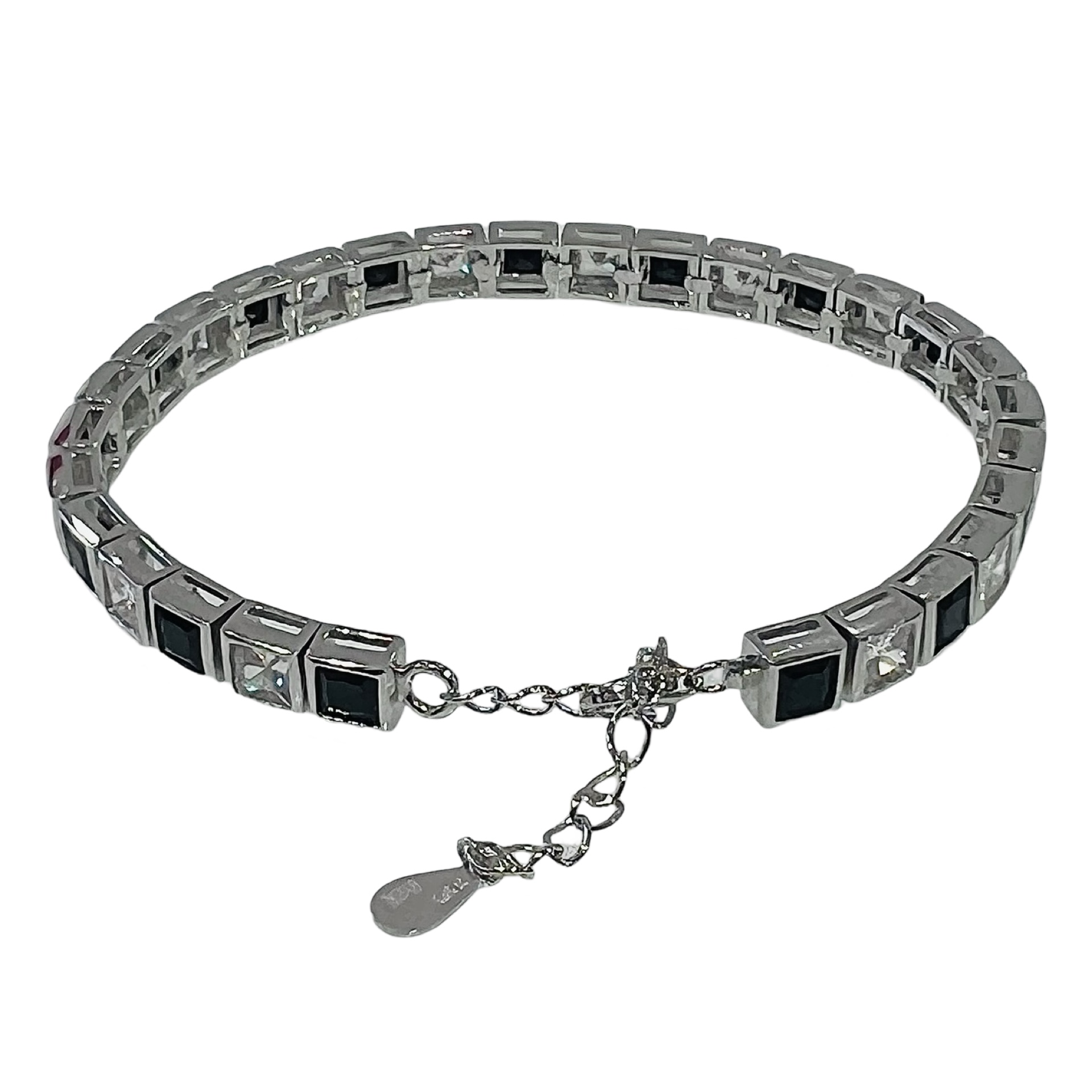 LM Jewelry Sterling Silver 4 mm Bracelet Black/White 9122972