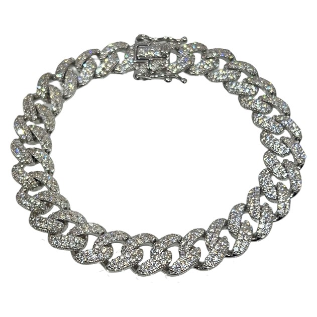 LM Jewelry Sterling Silver 10mm Cuban Bracelet 17cm 9123821