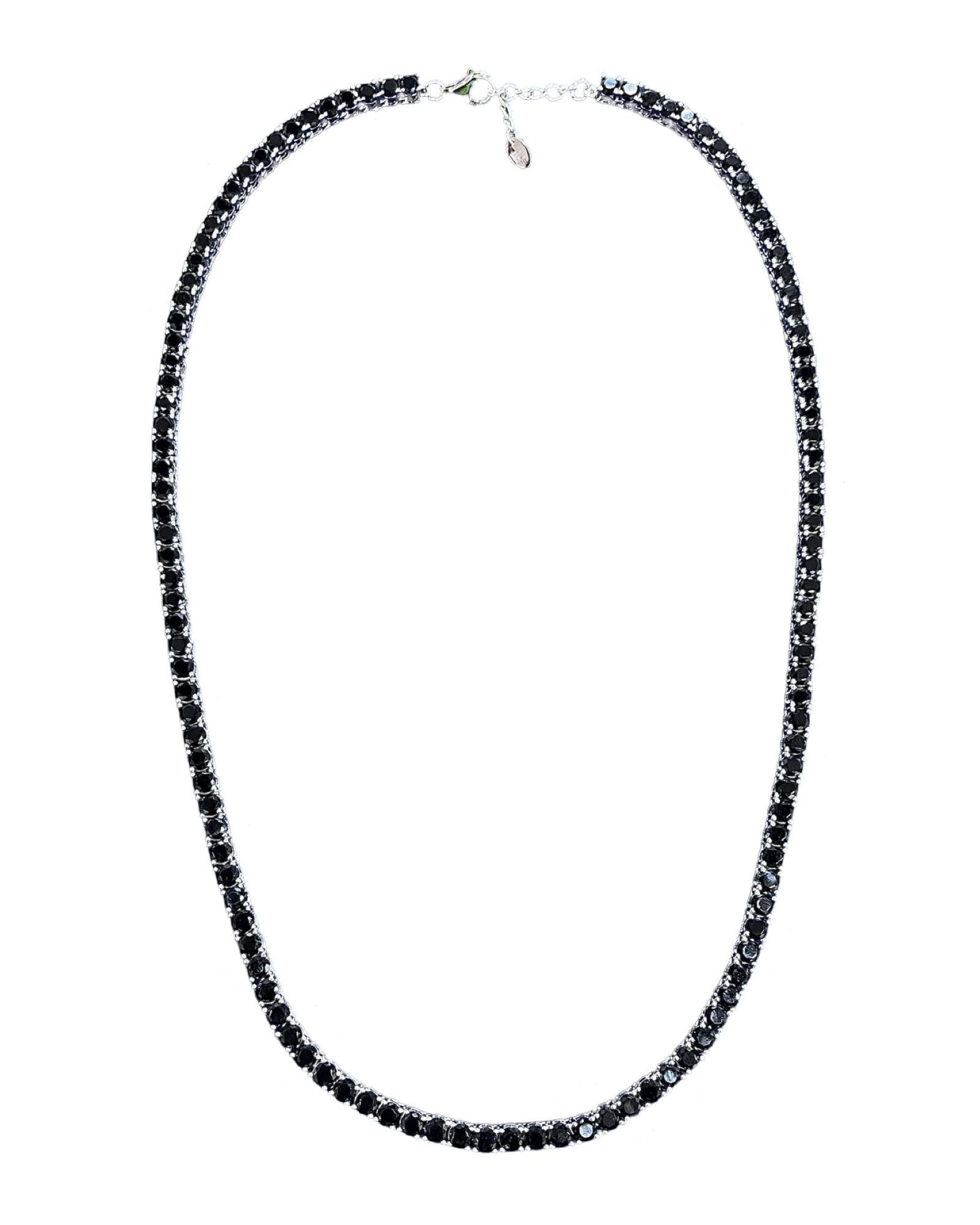 LM Jewelry Sterling Silver 4mm Tennis Chain Black 51+3 cm