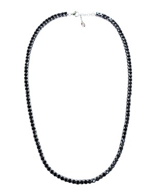 LM Jewelry Sterling Silver 4mm Tennis Chain Black 56+3 cm