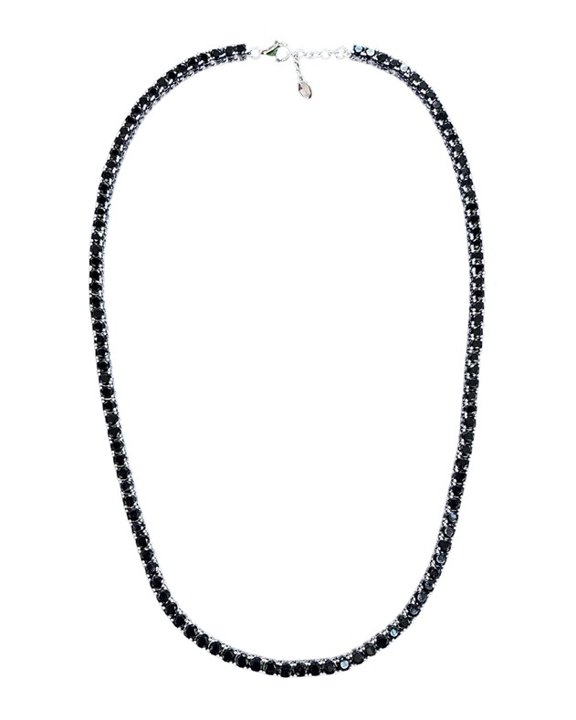 LM Jewelry Sterling Silver 4mm Tennis Chain Black 56+3 cm