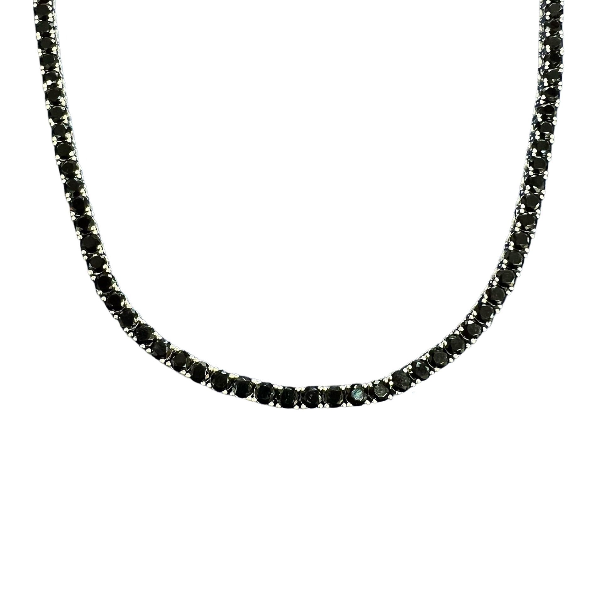 LM Jewelry Sterling Silver 4mm Tennis Chain Black 51+3 cm