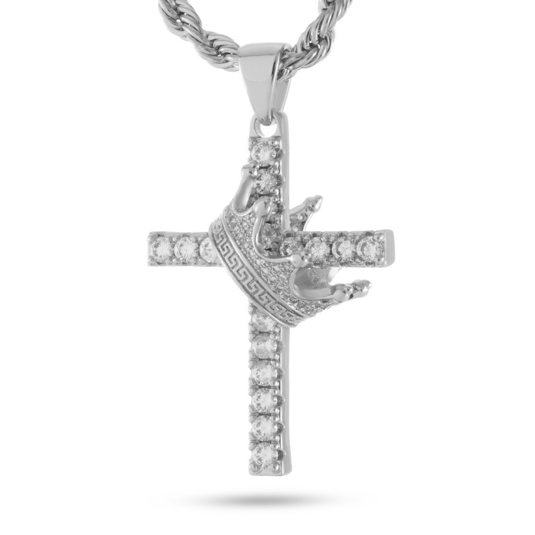 King Ice White Gold Plated Kingdom Cross Necklace NKX12887