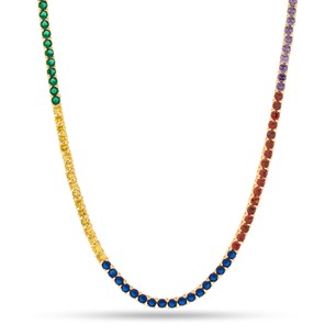 King Ice 14k Gold Plated 4mm 20" Chaos Emerald Sonic the Hedgehog Tennis Chain CHX14237