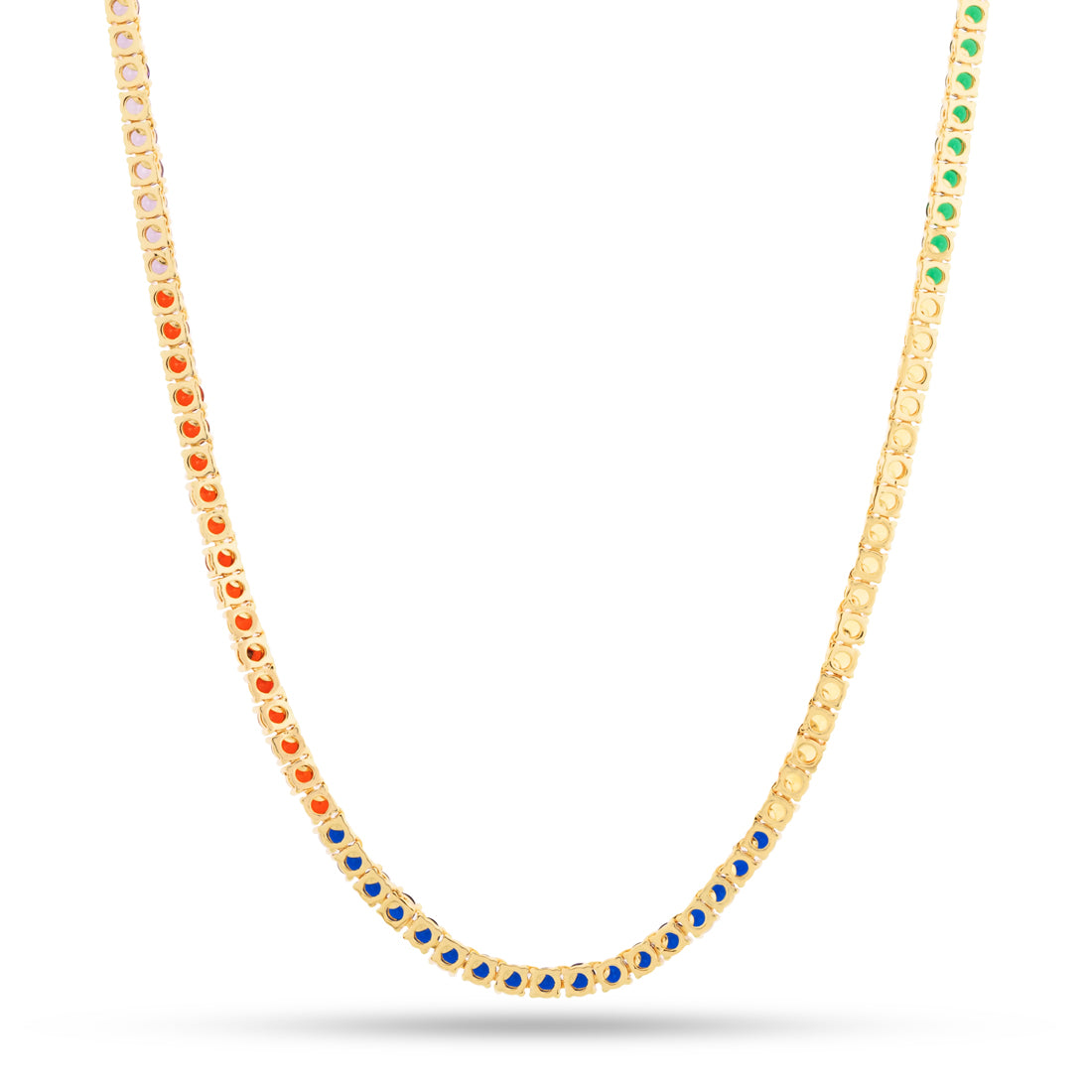 King Ice 14k Gold Plated 4mm 20" Chaos Emerald Sonic the Hedgehog Tennis Chain CHX14237