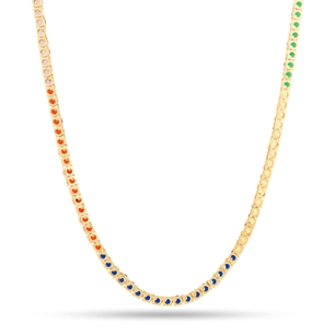 King Ice 14k Gold Plated 4mm 20" Chaos Emerald Sonic the Hedgehog Tennis Chain CHX14237