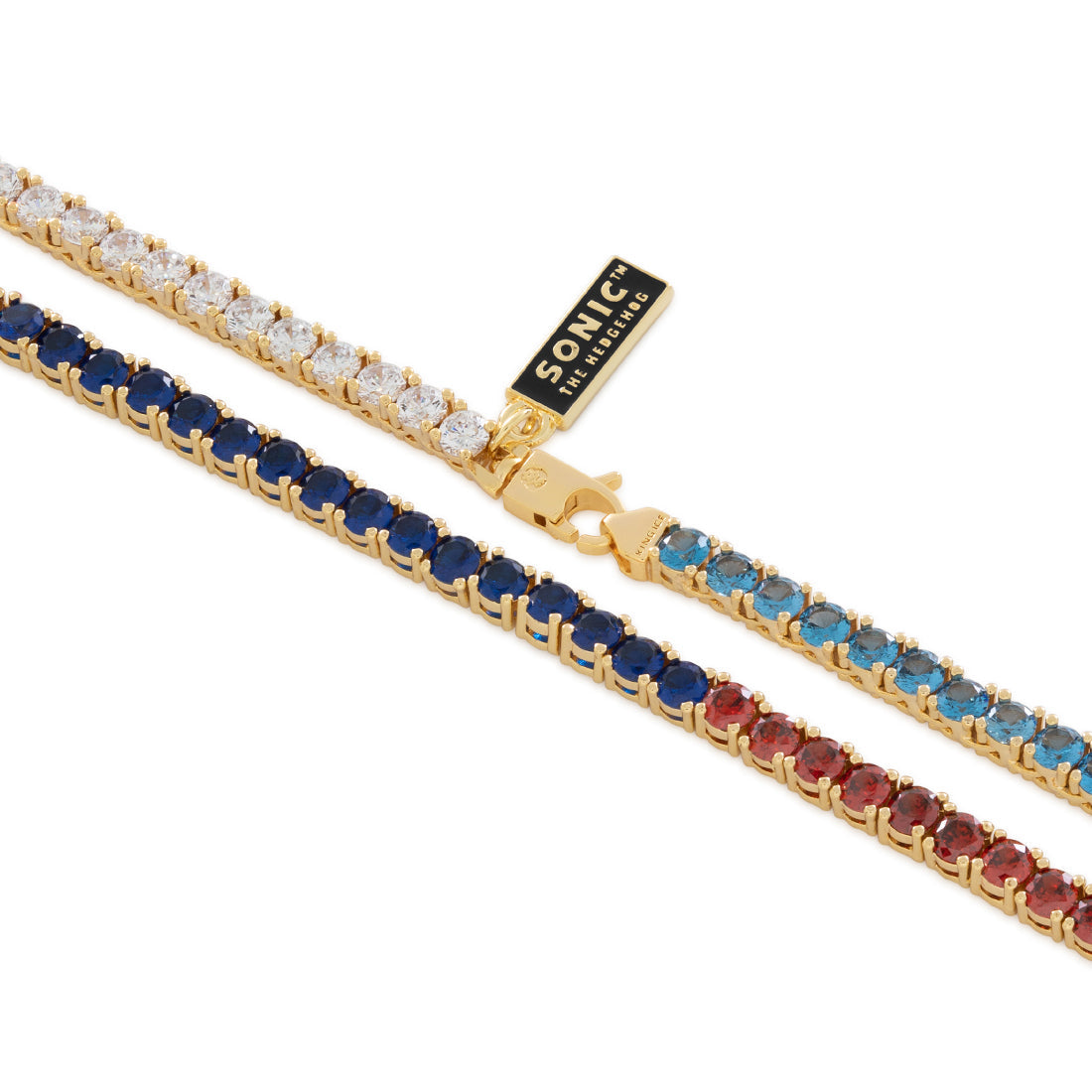 King Ice 14k Gold Plated 4mm 20" Chaos Emerald Sonic the Hedgehog Tennis Chain CHX14237