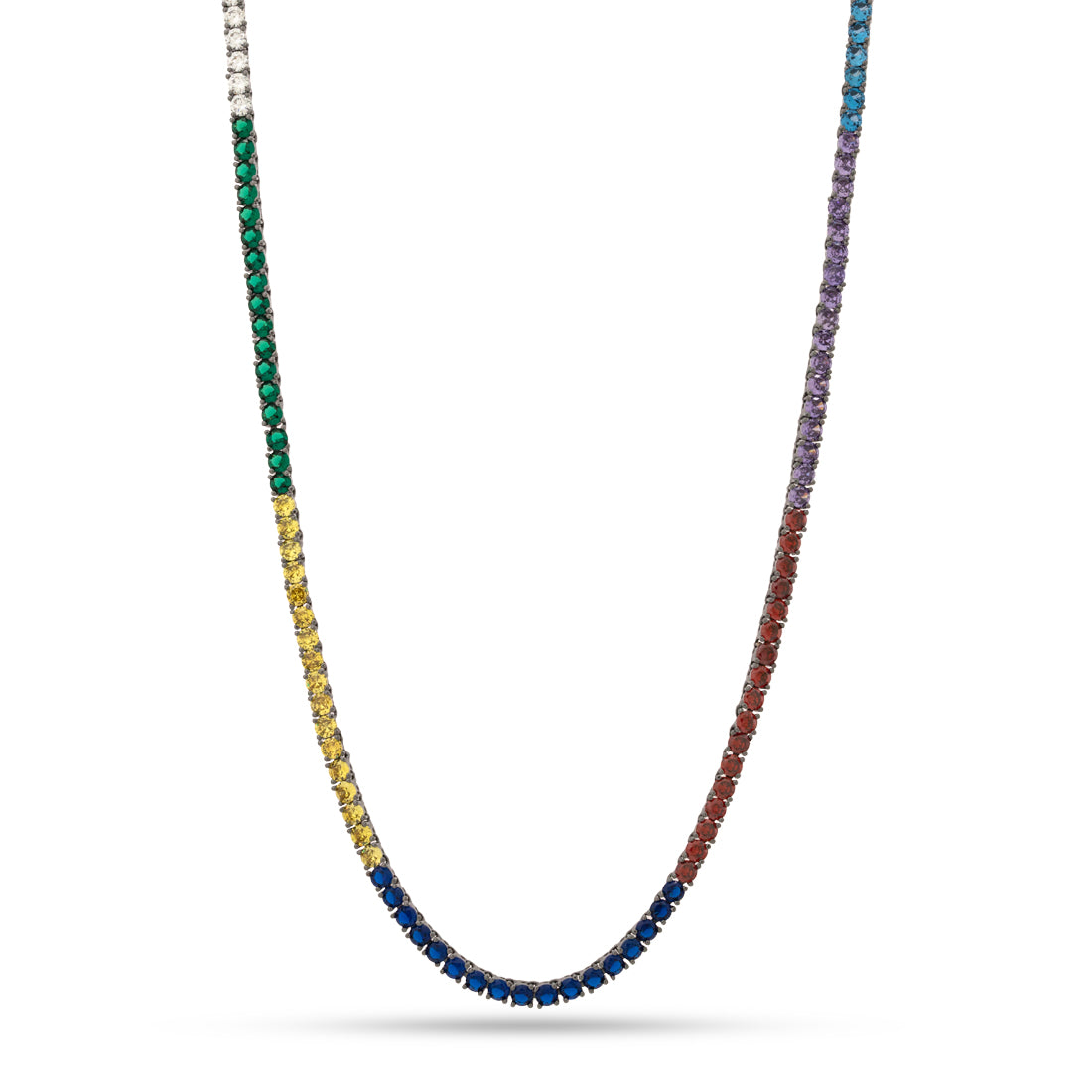 King Ice Black Gold Plated 4mm 20" Chaos Emerald Sonic the Hedgehog Tennis Chain CHX14237