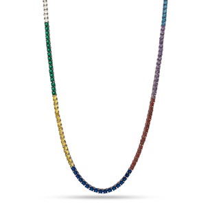 King Ice Black Gold Plated 4mm 20" Chaos Emerald Sonic the Hedgehog Tennis Chain CHX14237