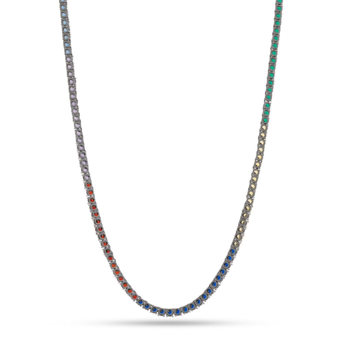 King Ice Black Gold Plated 4mm 20" Chaos Emerald Sonic the Hedgehog Tennis Chain CHX14237