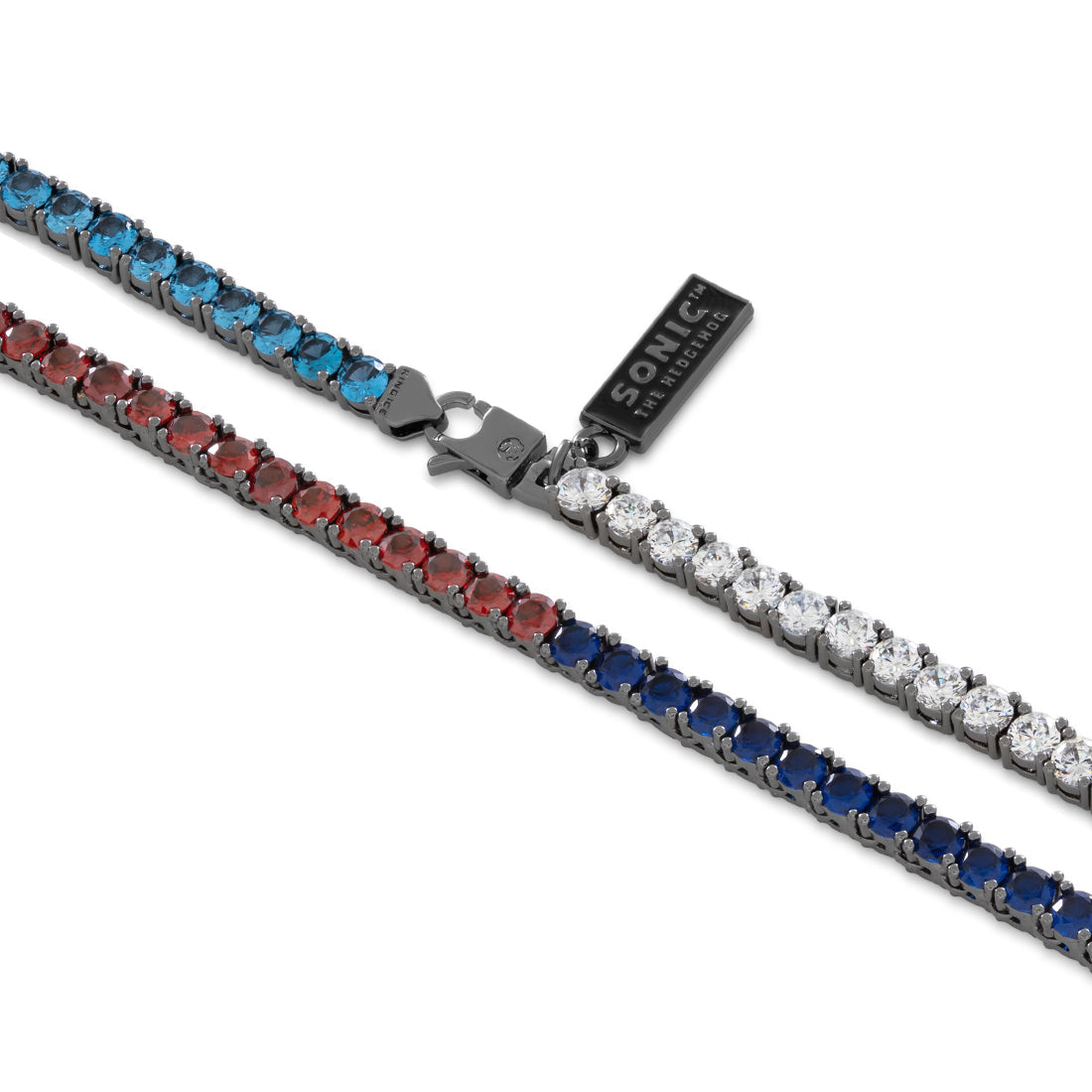 King Ice Black Gold Plated 4mm 20" Chaos Emerald Sonic the Hedgehog Tennis Chain CHX14237