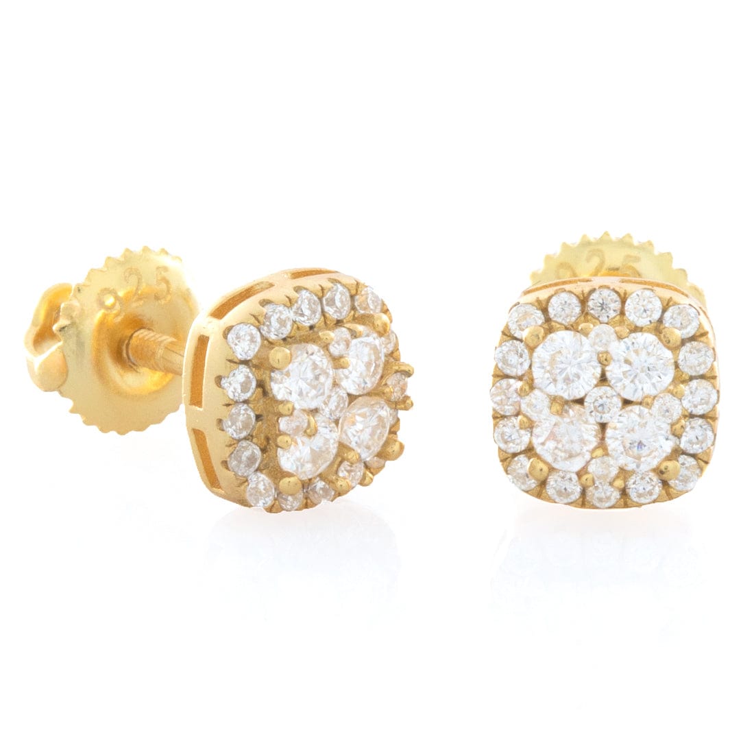King Ice 14k Gold Plated 6mm Moissanite Layered Stud Earrings ERX14245