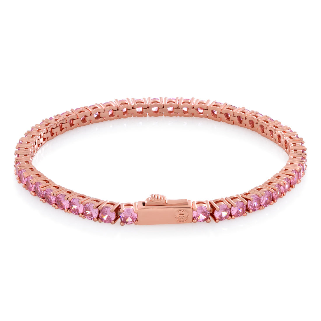 King Ice Rose Gold Plated Tennis 4mm Bracelet 7" BRX13301
