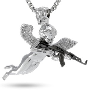 King Ice White Gold Plated Archangel of Reprisal Necklace NKX11820