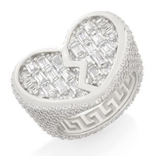 King Ice White Gold Plated Heartbroken Ring RGX14455