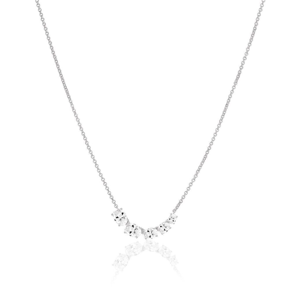 SIF Jakobs Sterling Silver Ellisse Cinque Necklace N2332-CZ