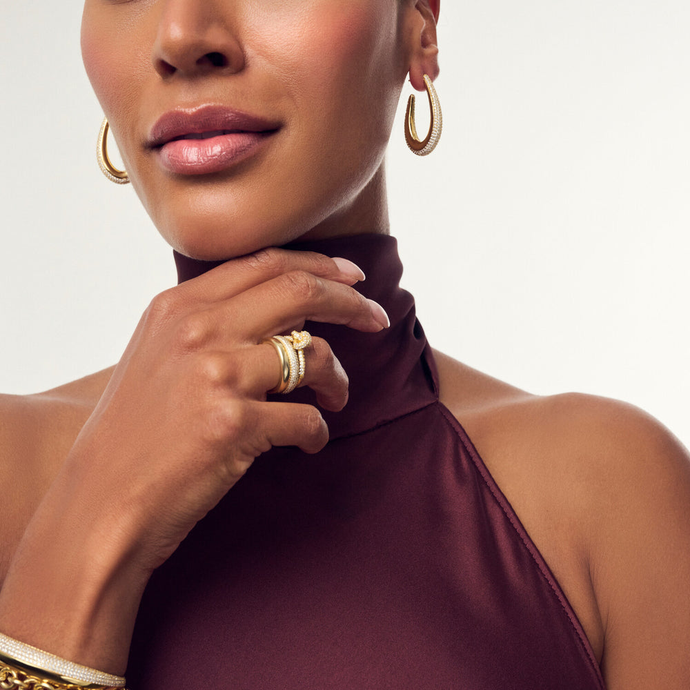 SIF Jakobs 18k Gold Plated Imperia Piccolo Ring R10751-CZ-YG