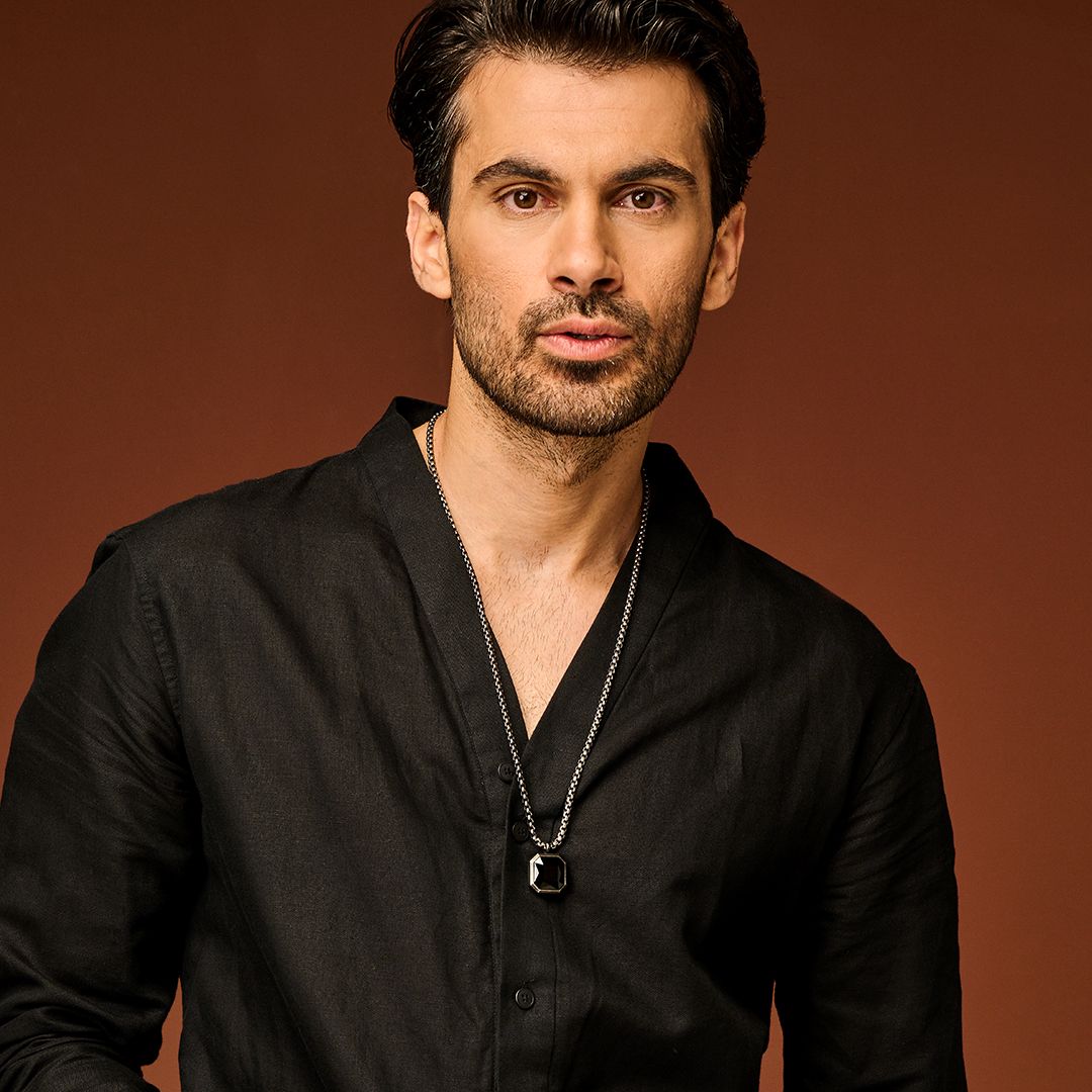 Frank 1967 Stainless Steel Necklace Agate Stone 7FN-0055