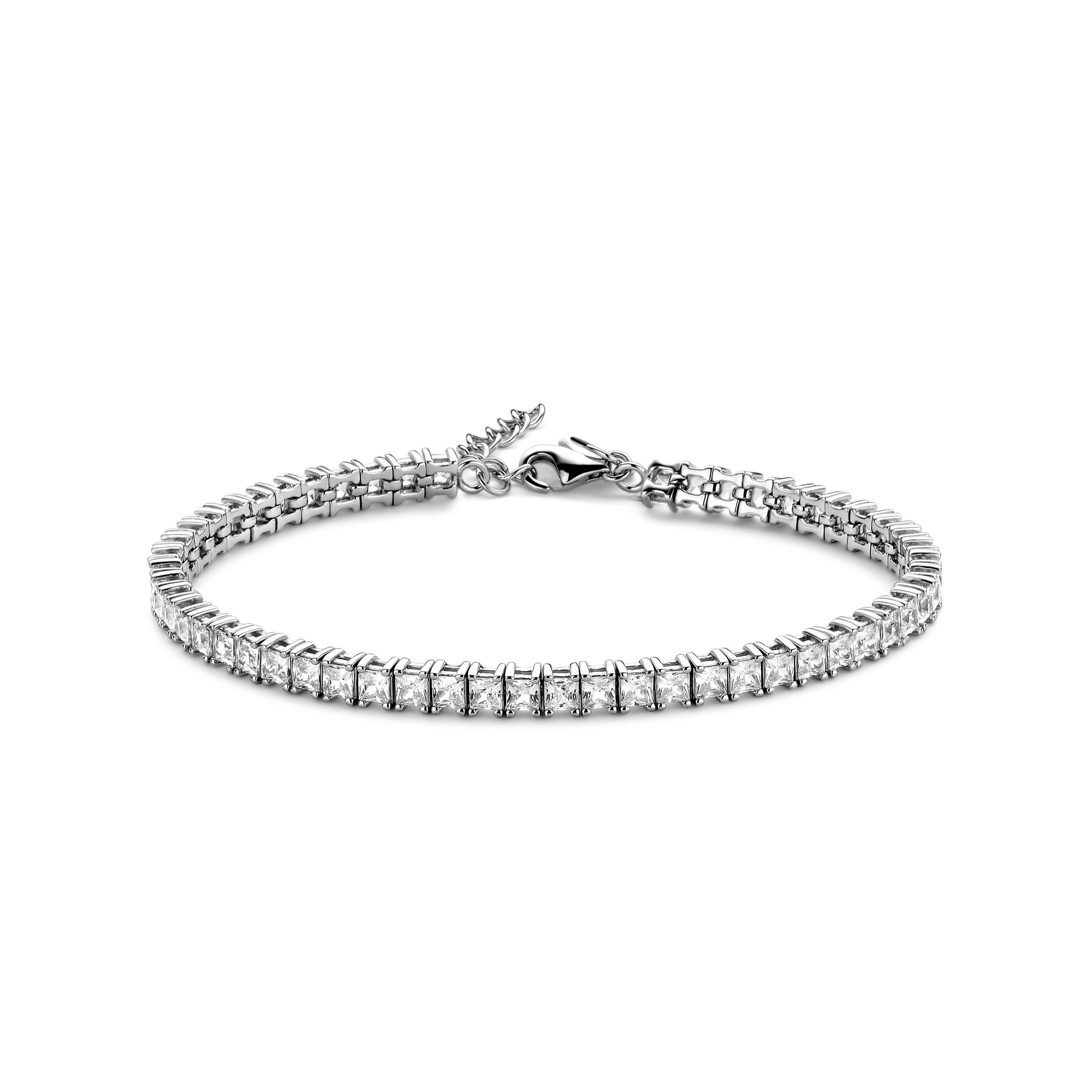 Garonne Sterling Silver Tennis Bracelet 3mm Square 15,5+3cm 9NB-0625