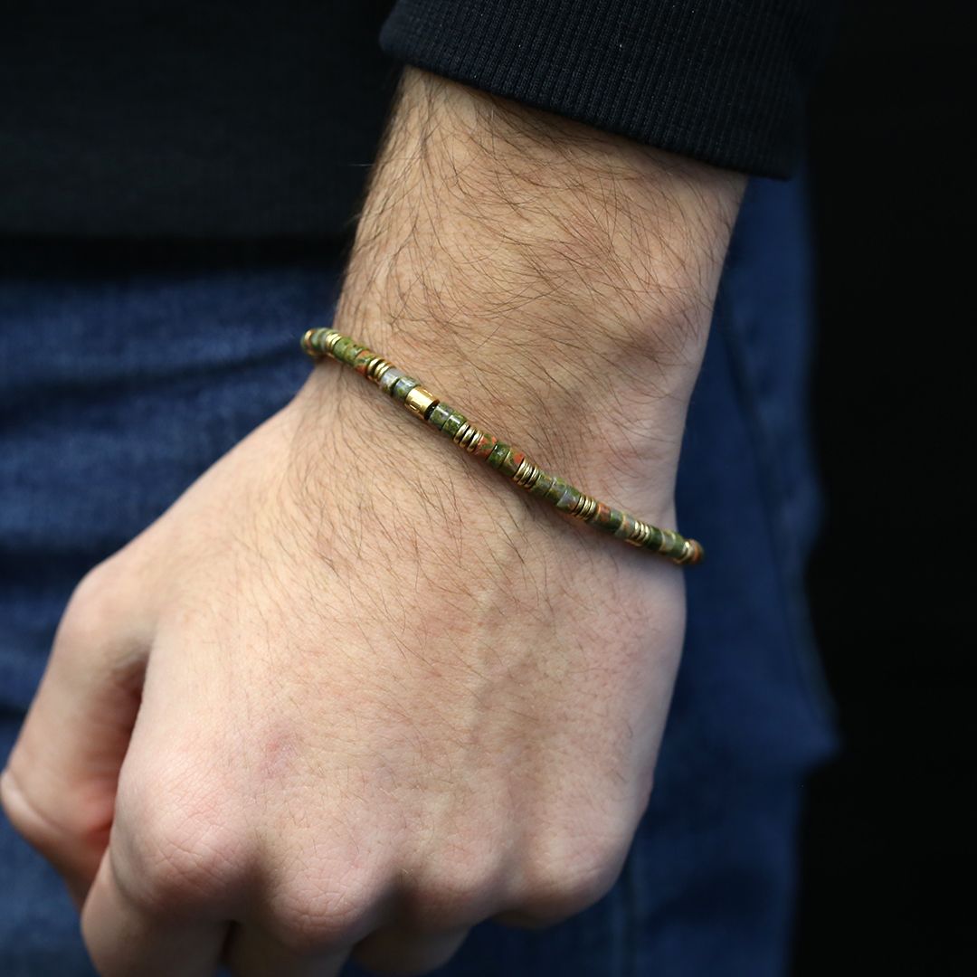 Frank 1967 Unakite Beads Bracelet 7FB-0480