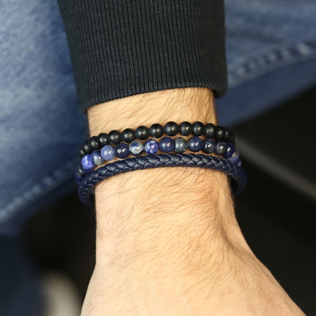 Frank 1967 Leather Bracelet Navy Blue 7FB-0620