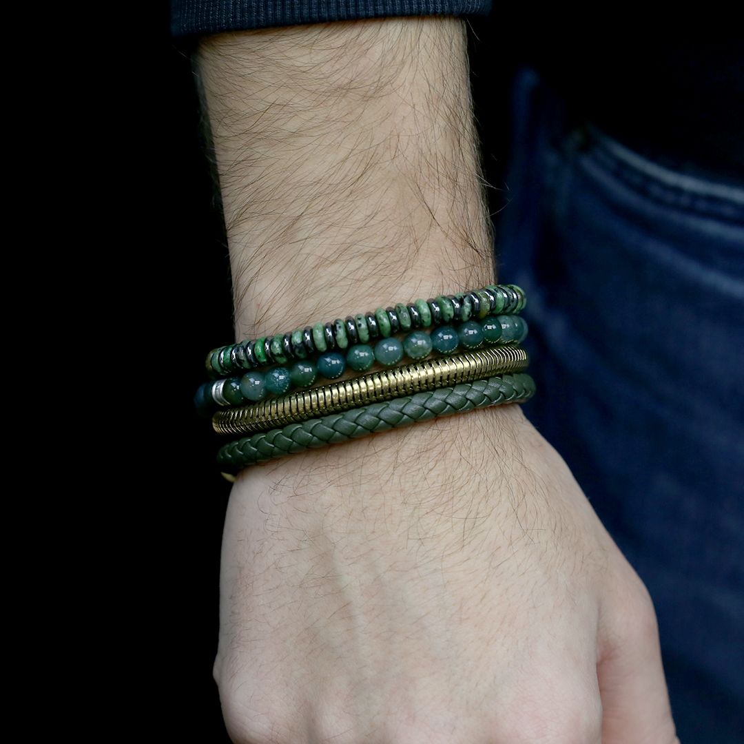 Frank 1967 Green Leather Bracelet 20cm 7FB-0614-20