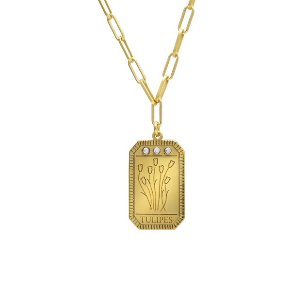 Victoria Cruz 18k Gold Plated Flowers Necklace A4072-TUDG