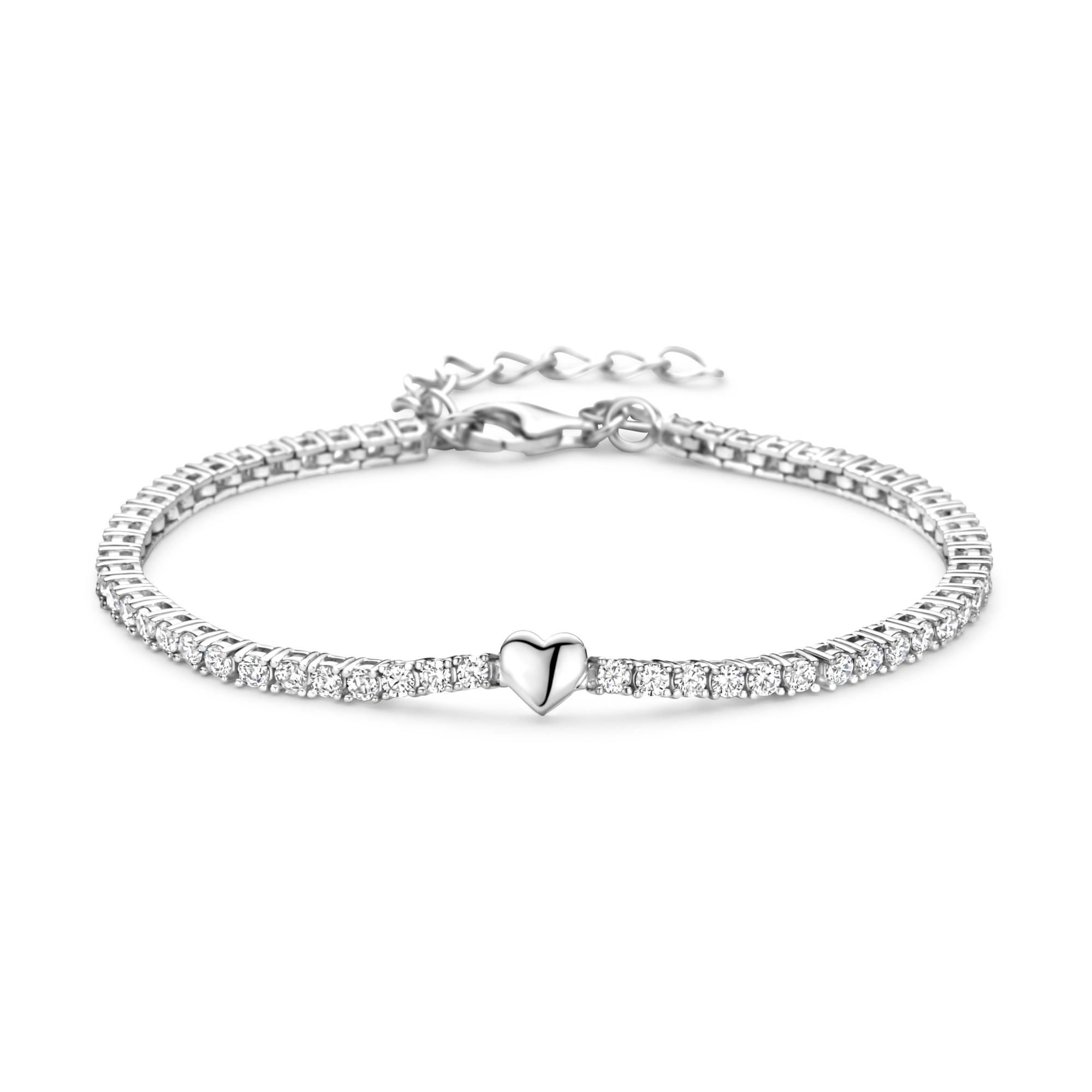 New Bling Sterling Silver Tennis Heart Bracelet 9NB-1584-R