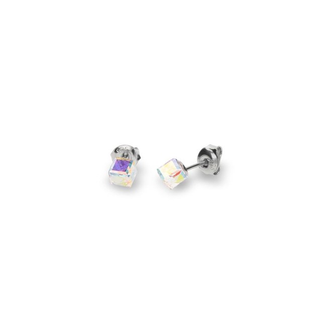 Spark Sterling Silver Man Made Crystals Earrings K48414AB 4mm