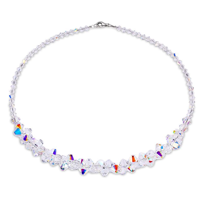 Spark Bicone Sterling Silver Man Made Crystals Necklace  NE63015301AB