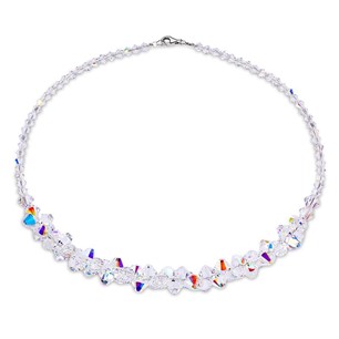 Spark Bicone Sterling Silver Man Made Crystals Necklace  NE63015301AB