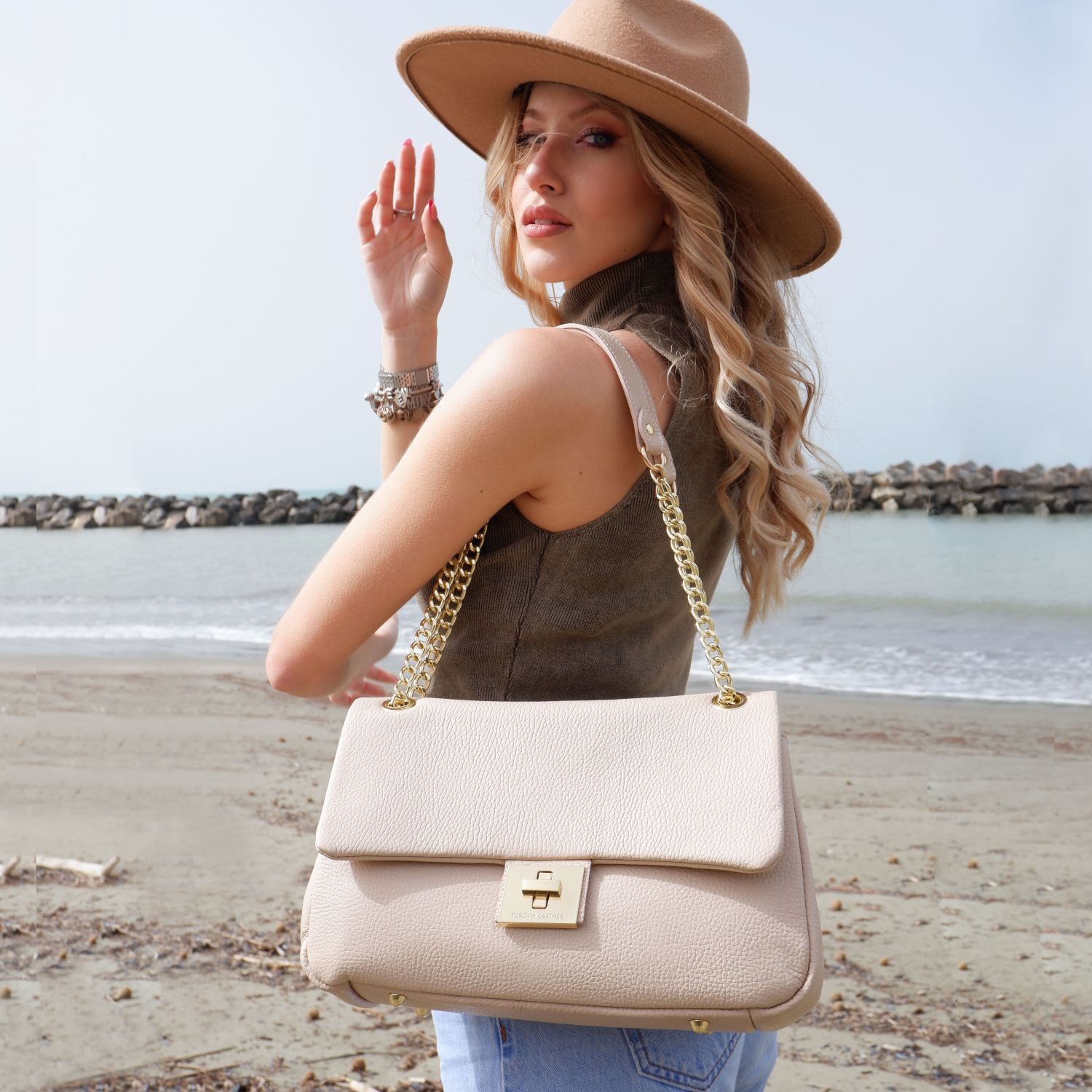 Tuscany Leather Elettra Shoulderbag Nude TL142353