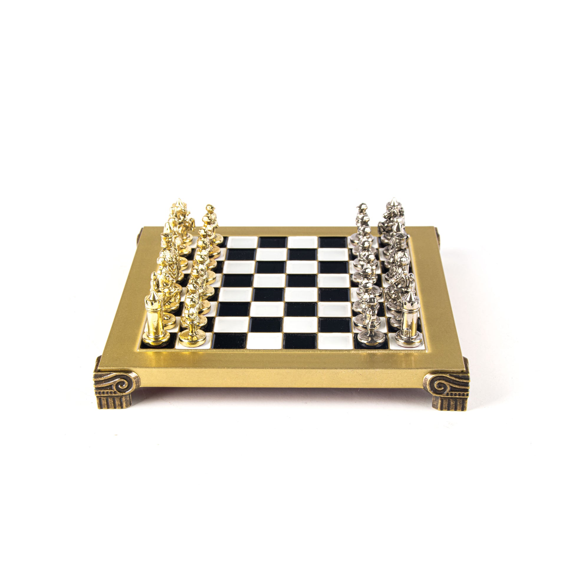 Byzantine Metal Chess Set Black & White 20x20cm S1BLA