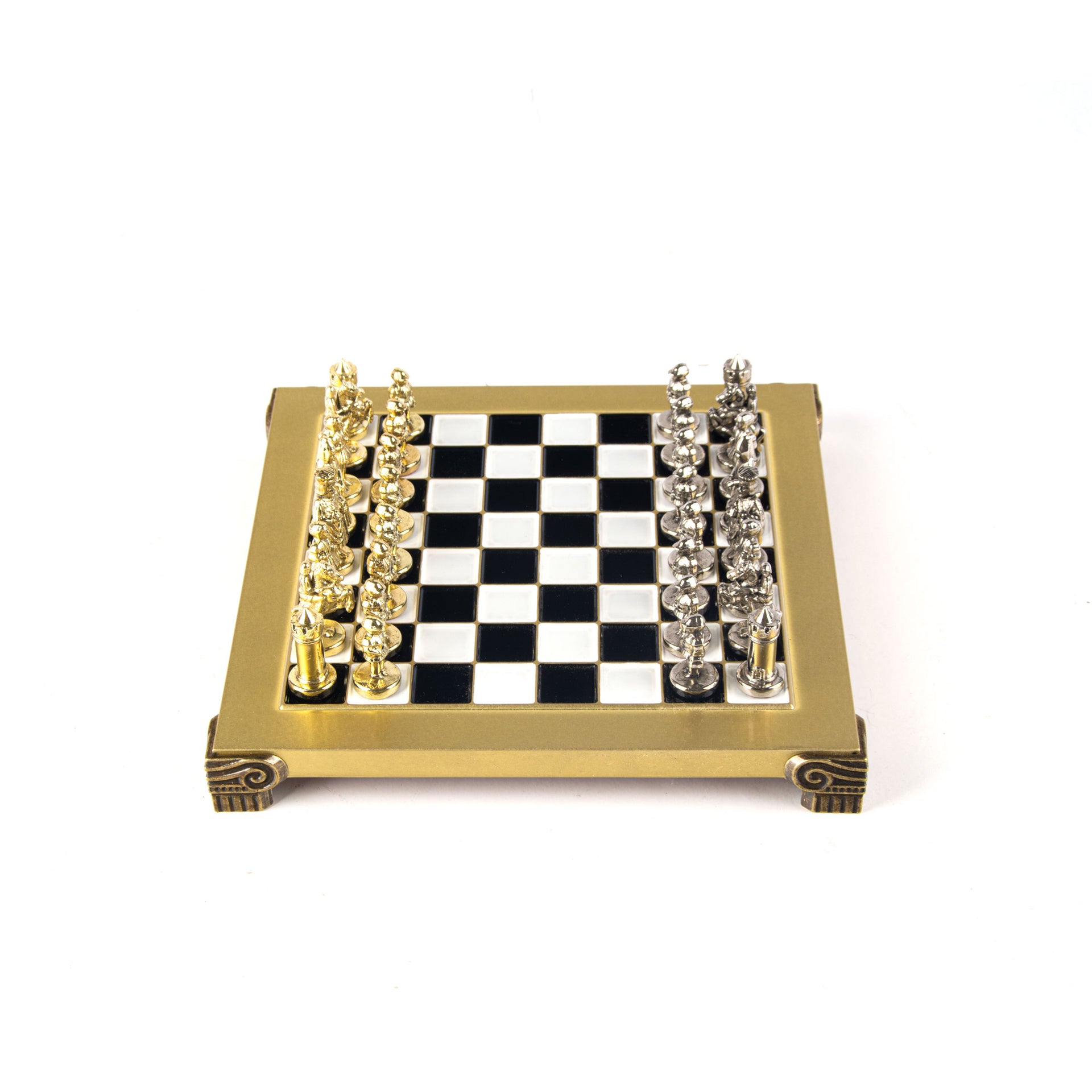 Byzantine Metal Chess Set Black & White 20x20cm S1BLA