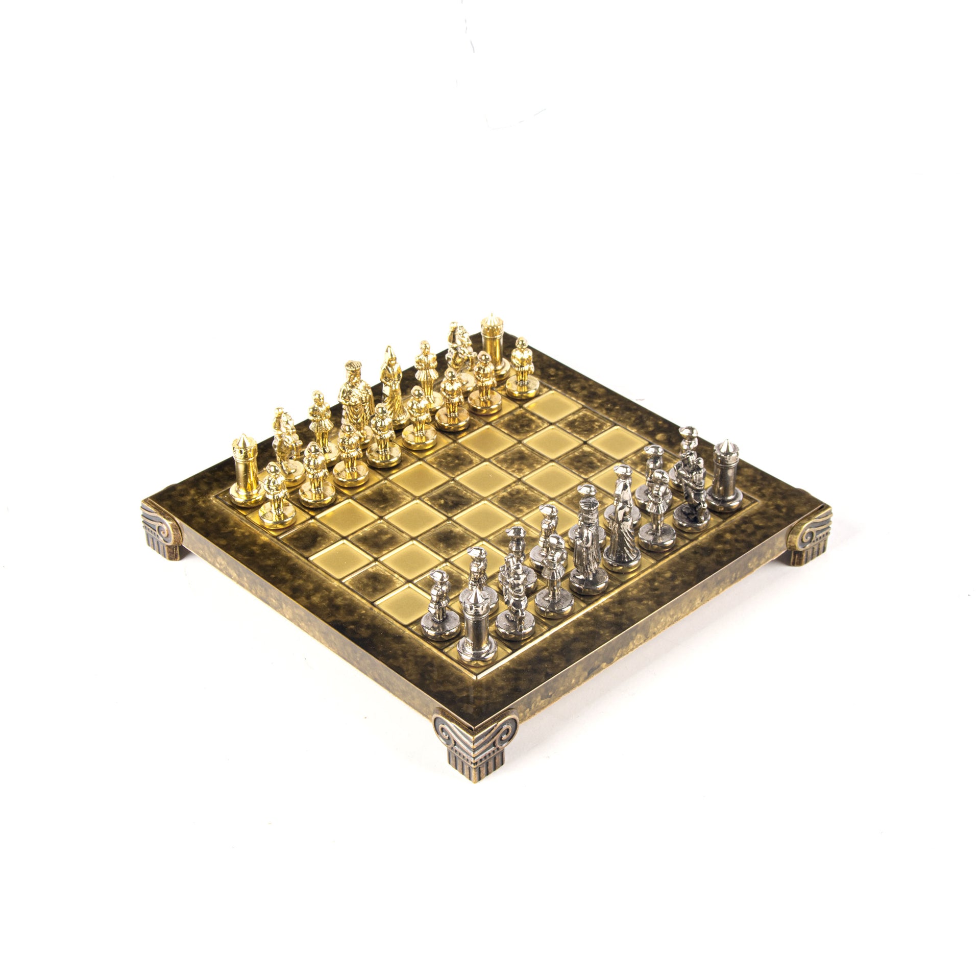 Byzantine Metal Chess Set Brown 20x20cm S1BRO