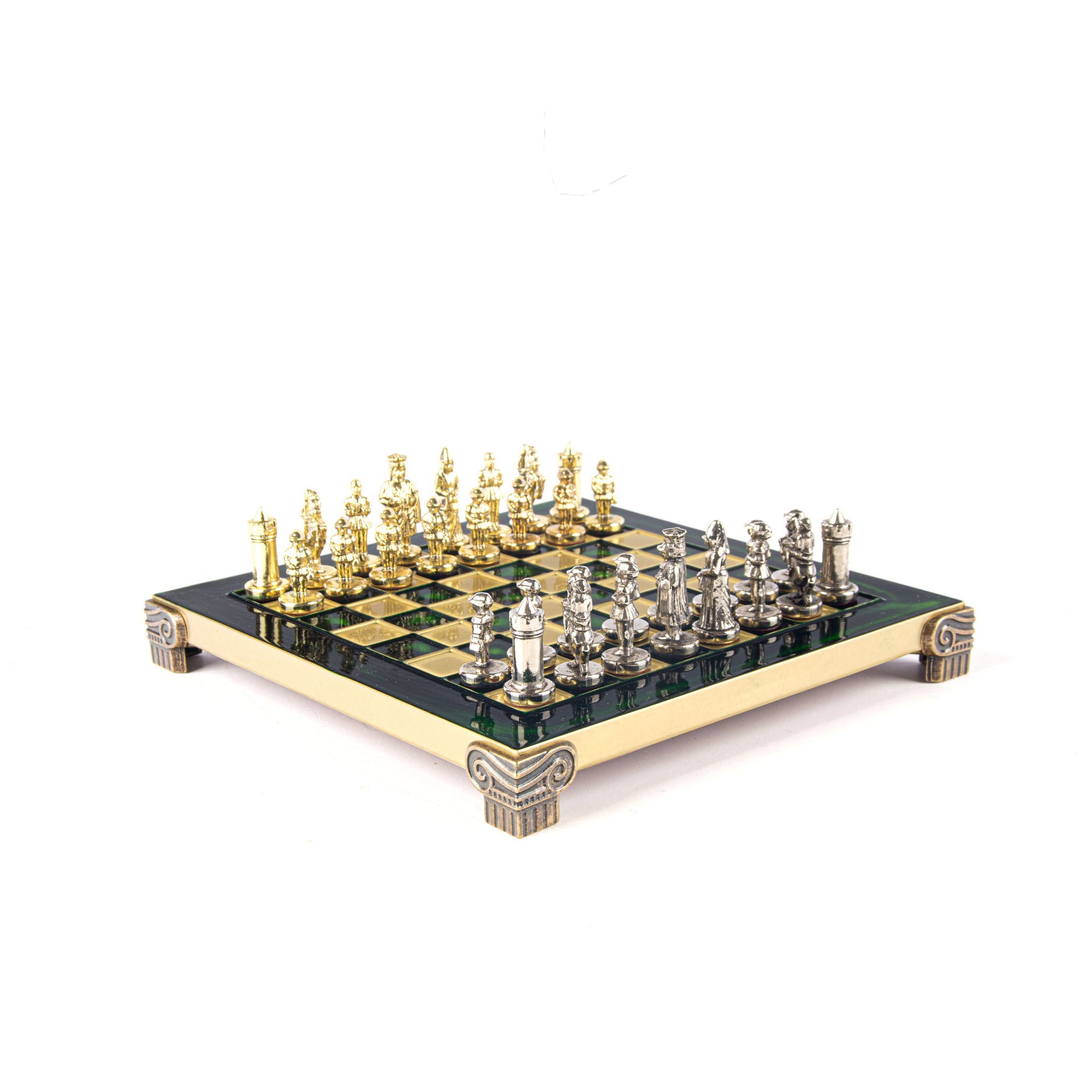 Byzantine Metal Chess Set Green 20x20cm S1GRE