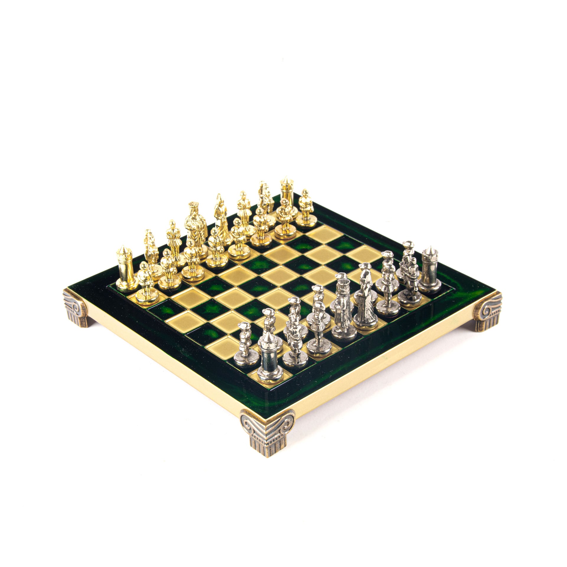 Byzantine Metal Chess Set Green 20x20cm S1GRE