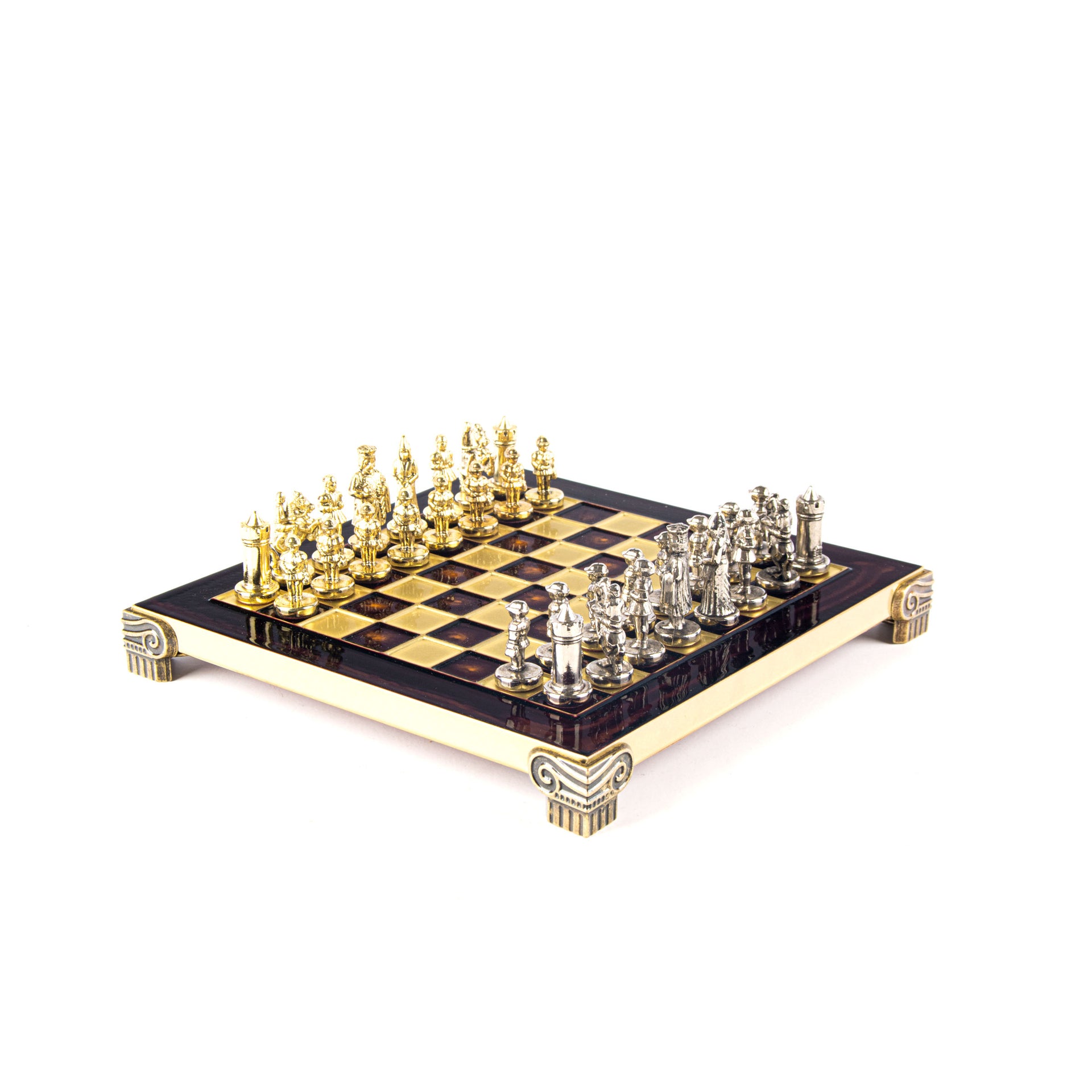 Byzantine Metal Chess Set Red 20x20cm S1RED