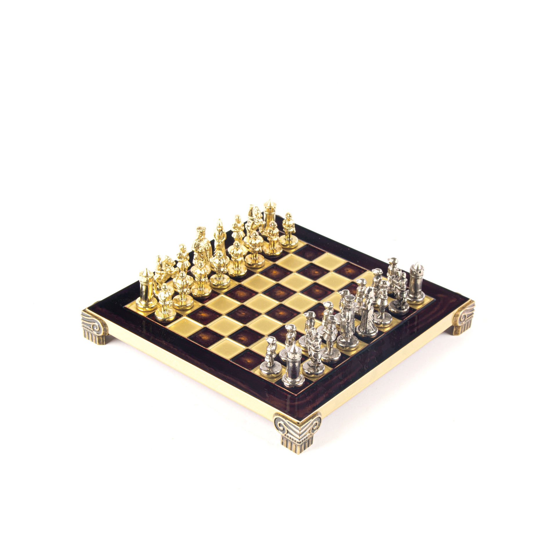 Byzantine Metal Chess Set Red 20x20cm S1RED