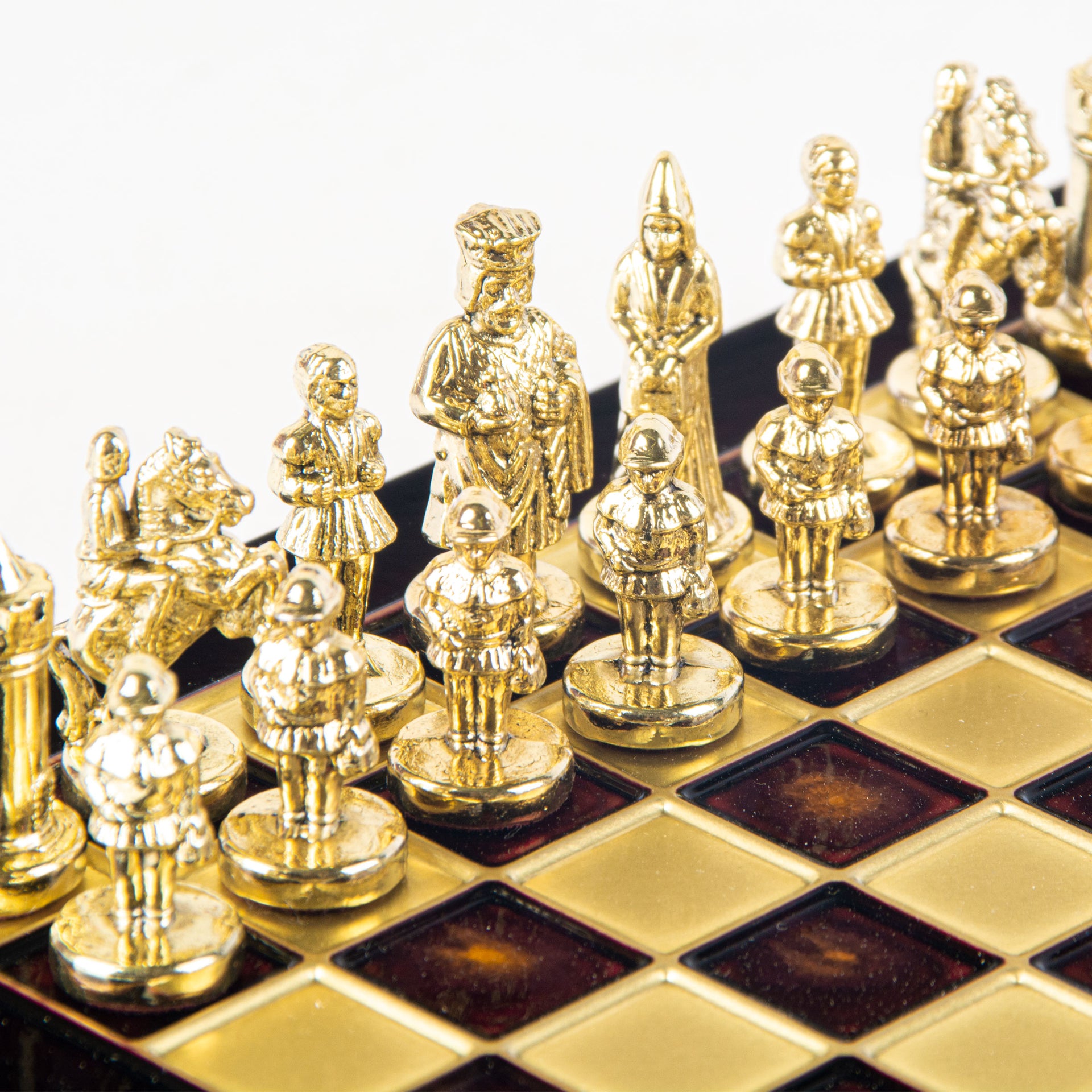 Byzantine Metal Chess Set Red 20x20cm S1RED