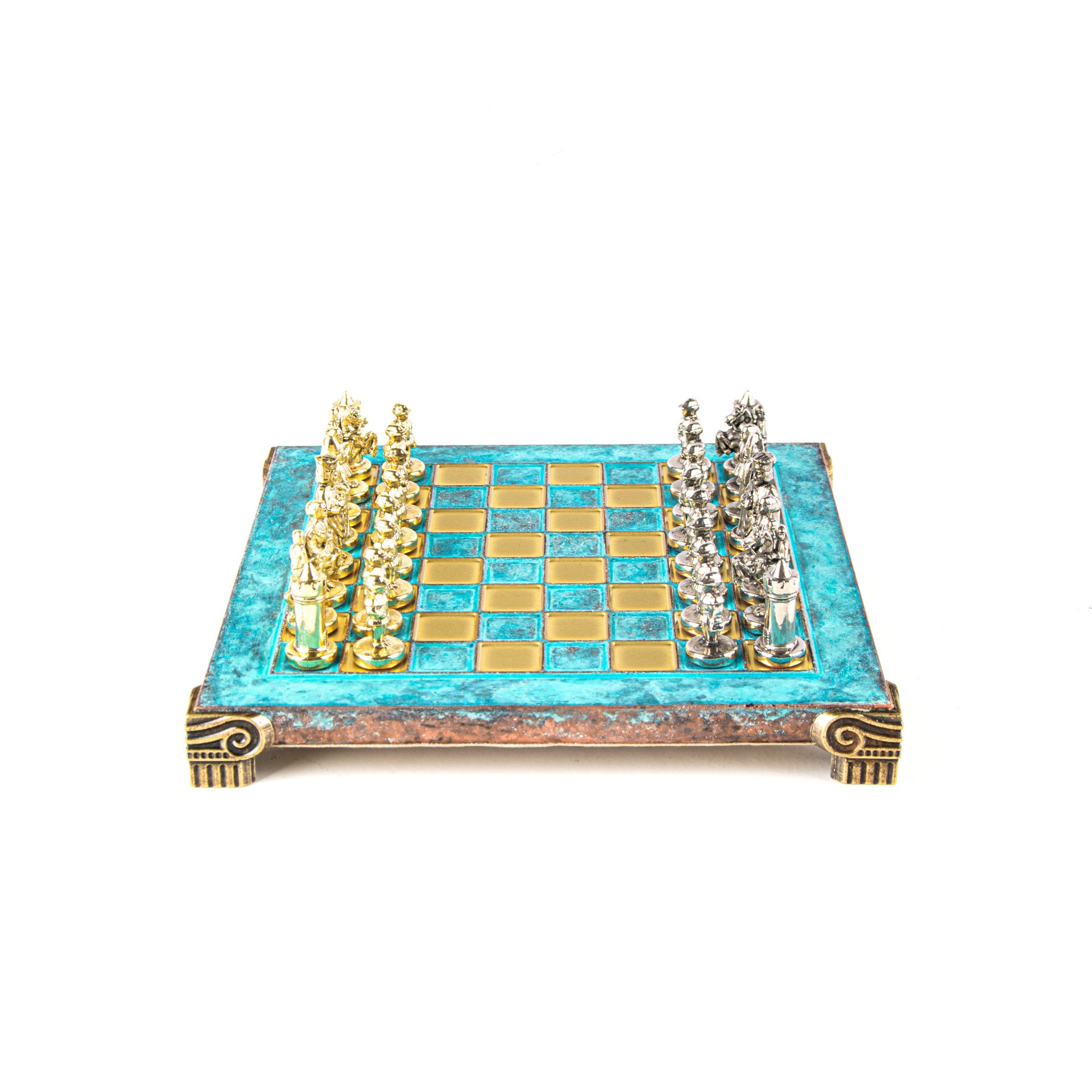 Byzantine Metal Chess Set Turquoise 20x20cm S1TIR