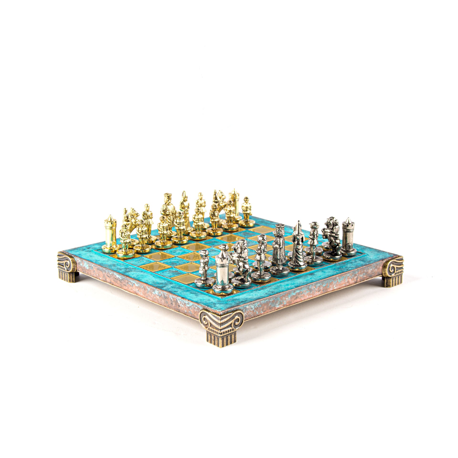 Byzantine Metal Chess Set Turquoise 20x20cm S1TIR