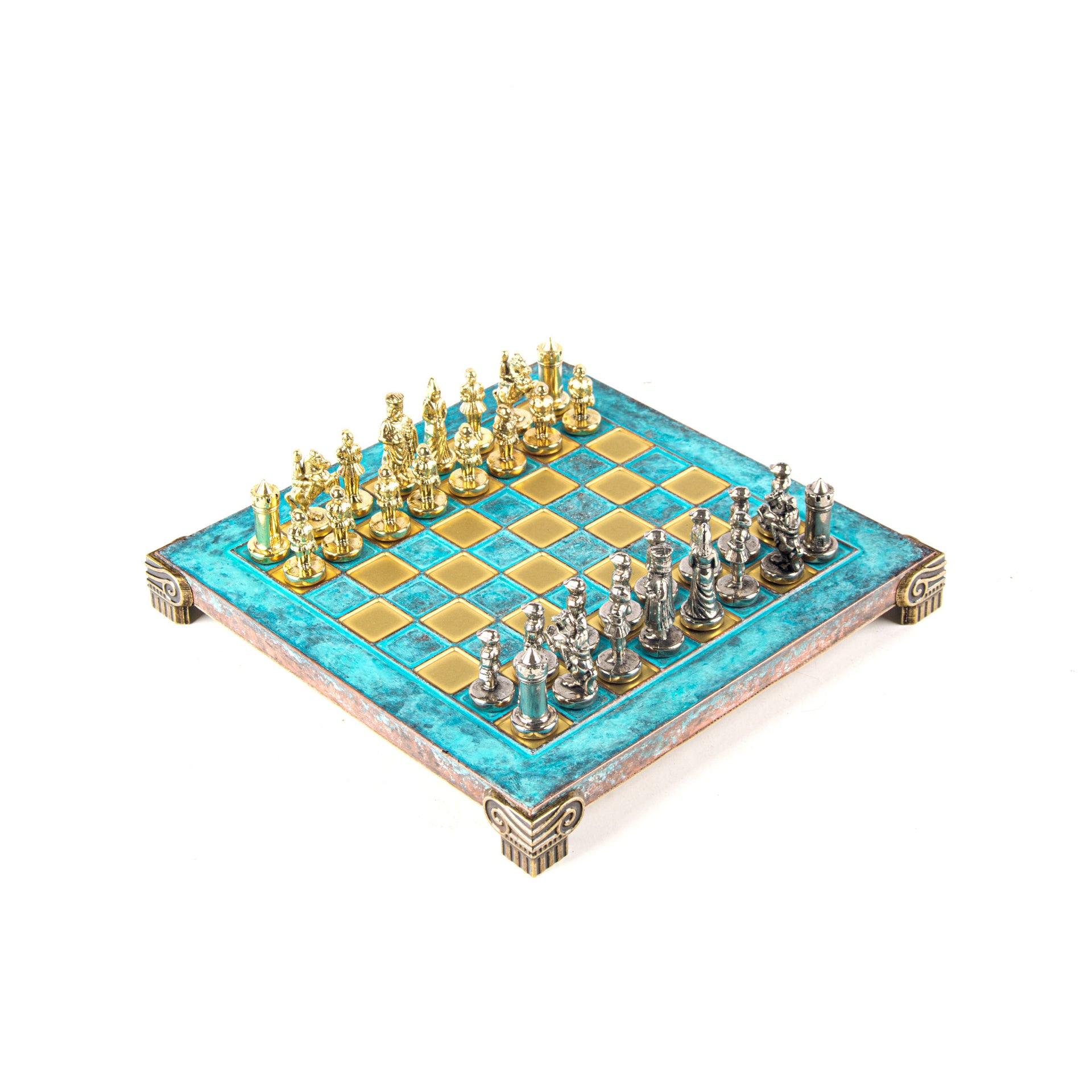 Byzantine Metal Chess Set Turquoise 20x20cm S1TIR