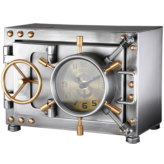 Table Clock, Safe & Moneybank Silver 59086