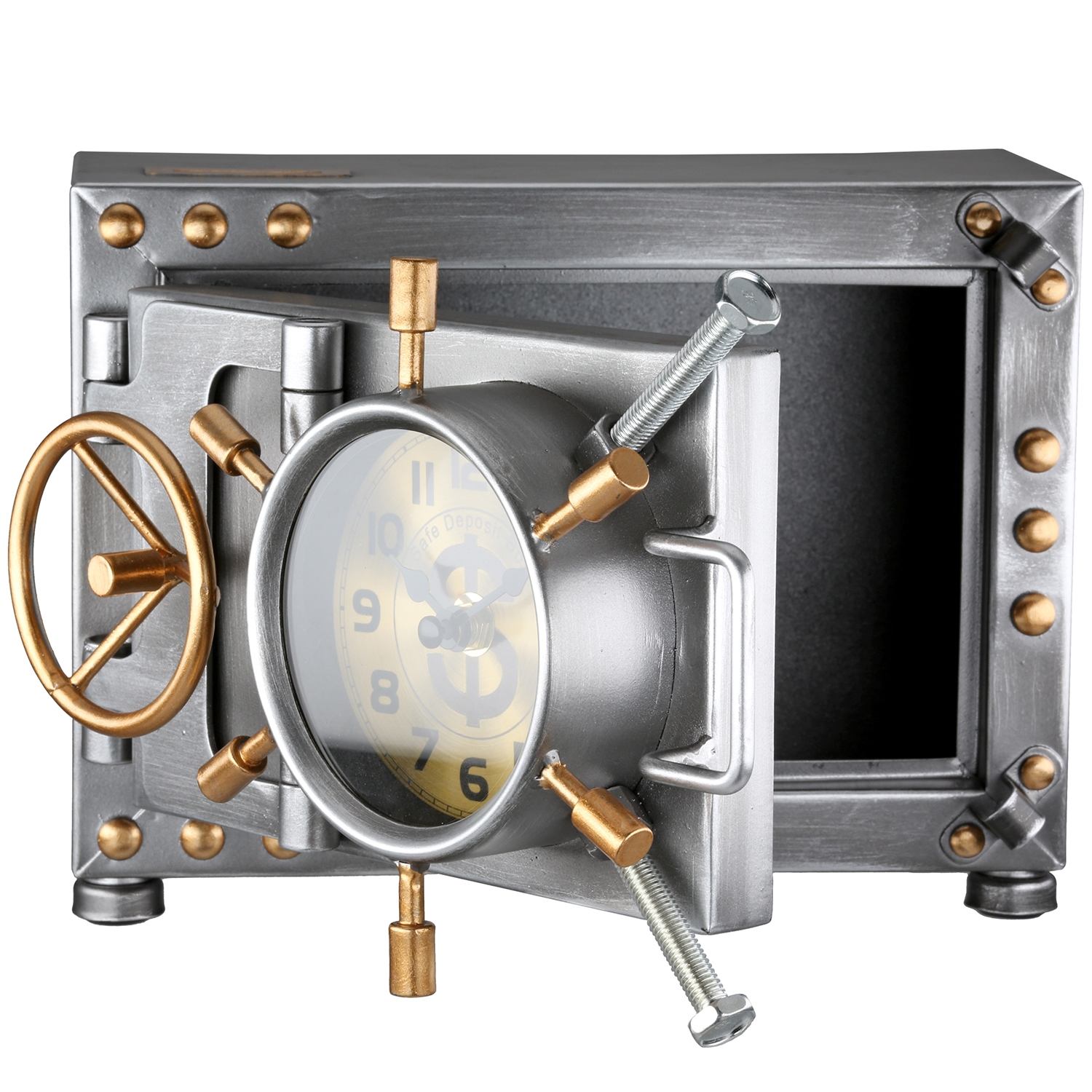 Table Clock, Safe & Moneybank Silver 59086