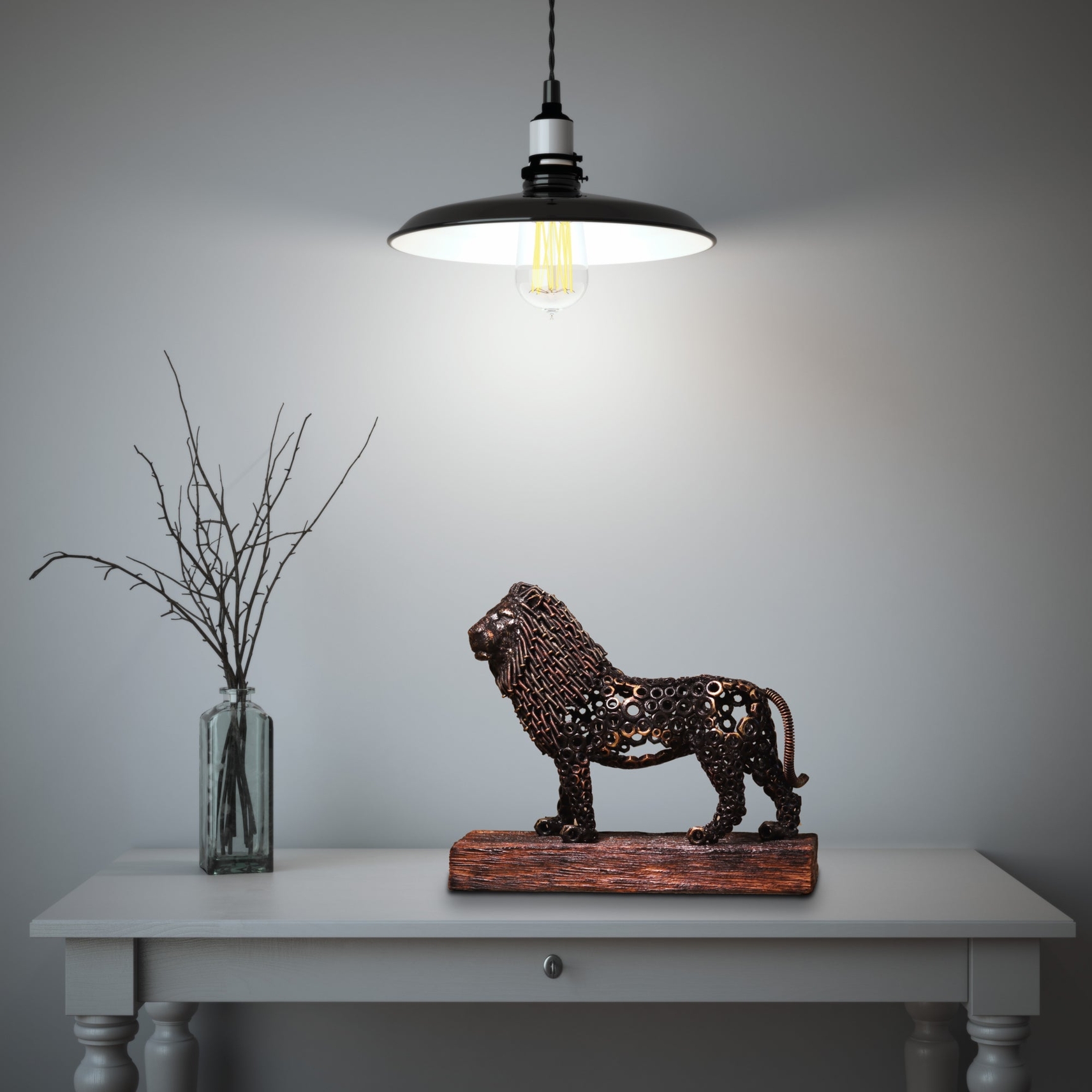 Urban Steel Lion Sculpture 32cm USL727