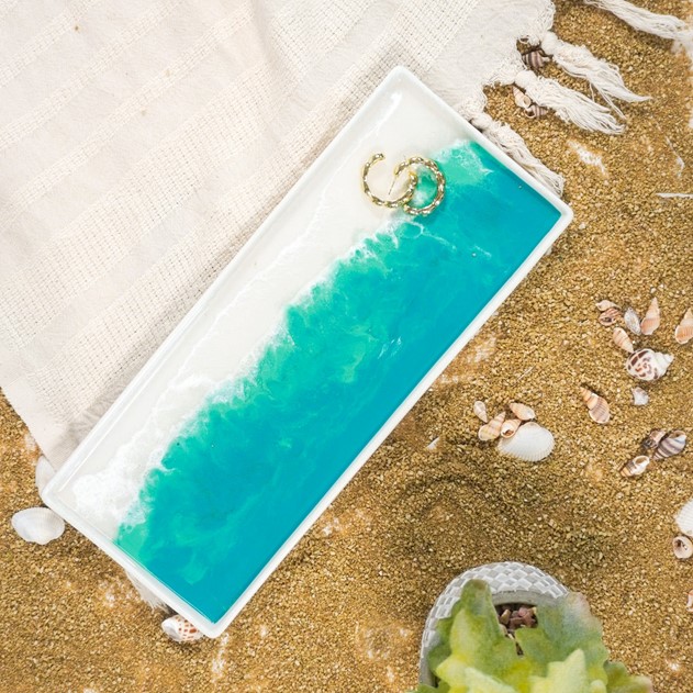 Lynn & Liana Ceramic Tray Large Caribbean Blue