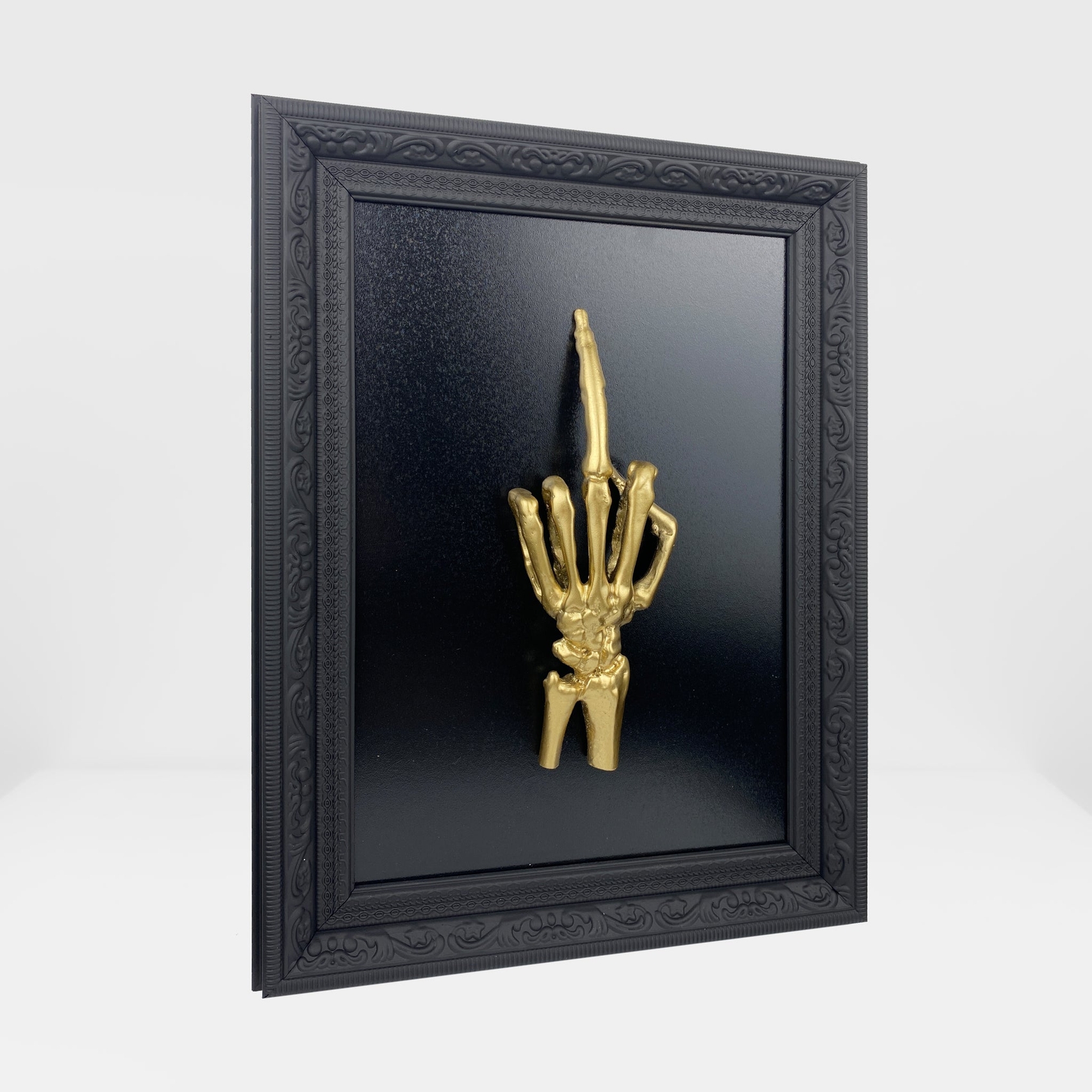Skeleton Middle Finger Frame Black