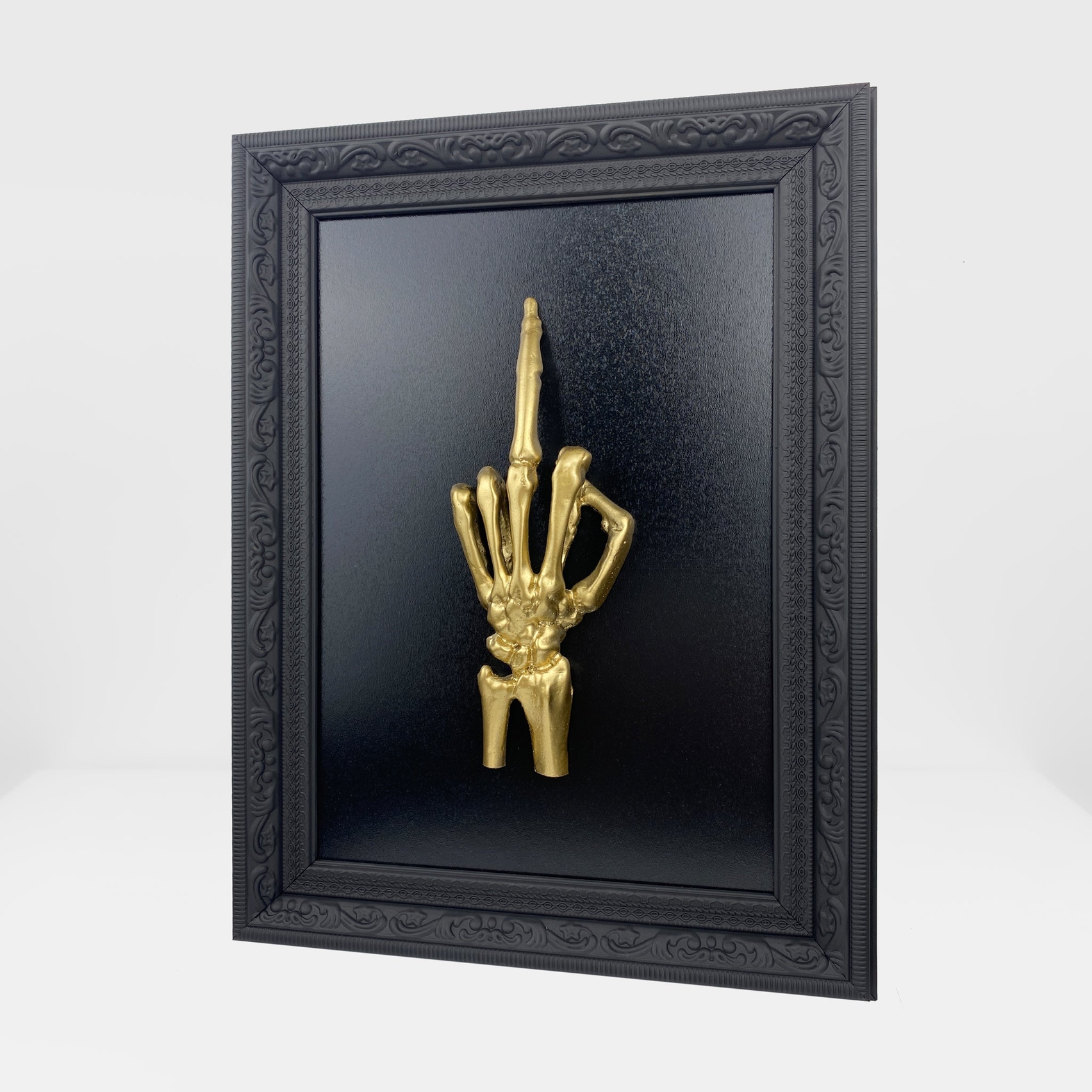 Skeleton Middle Finger Frame Black
